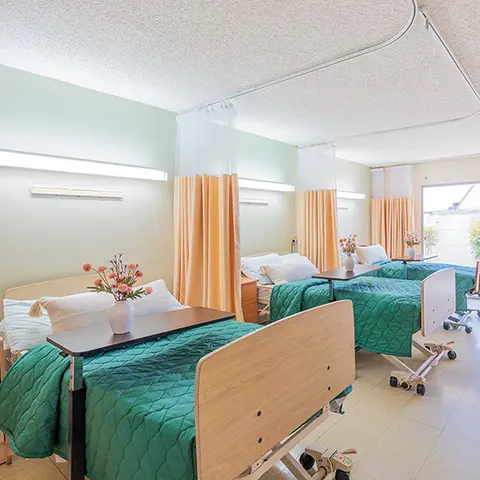 A row of medical beds at Sunny Hills